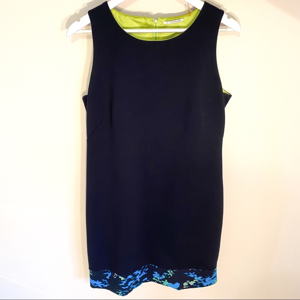 T Tahari Dress w/ Abstract Floral Print Hem